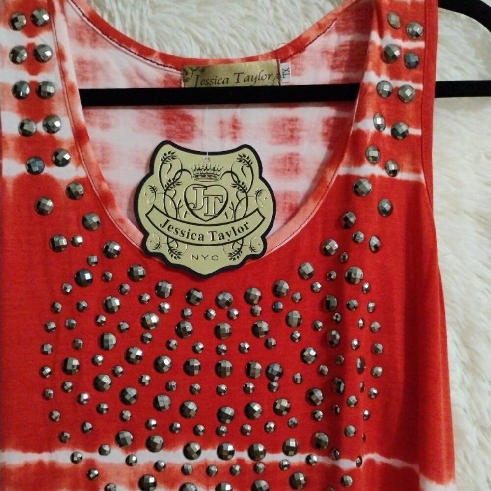 Jessica Taylor Red/White Tie Dye Maxi Beach Size XL NWT - Picture 3 of 9